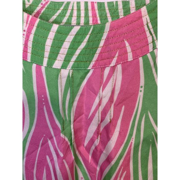 Lilly Pulitzer Pink and Green Leaf Silk Dress Size 10 - Picture 10 of 11